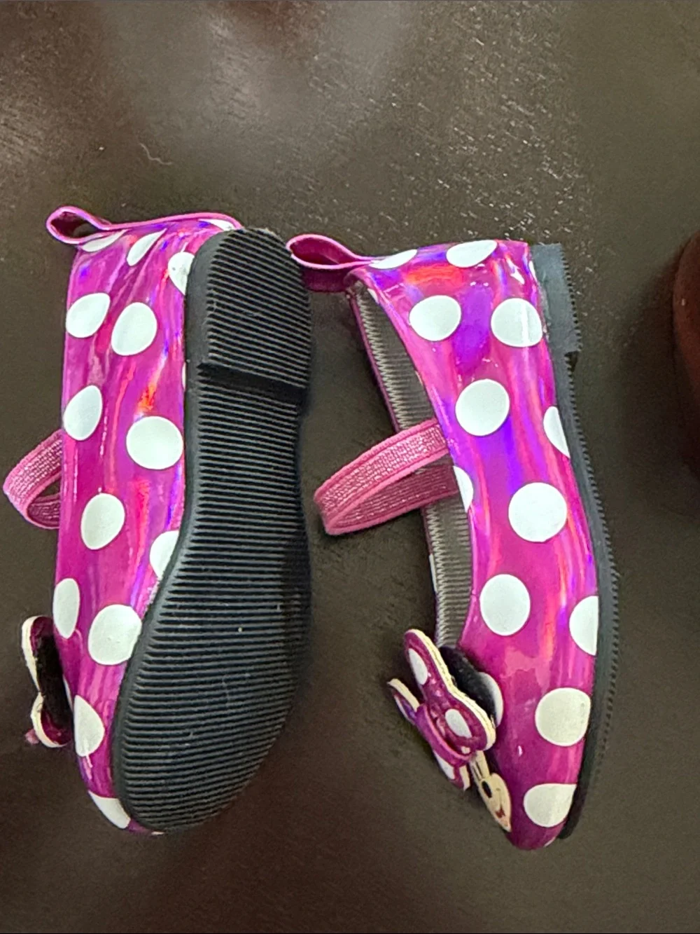 Disney | Baby Minnie Mouse Shiny Hot Pink White Polka Dot Mary Janes